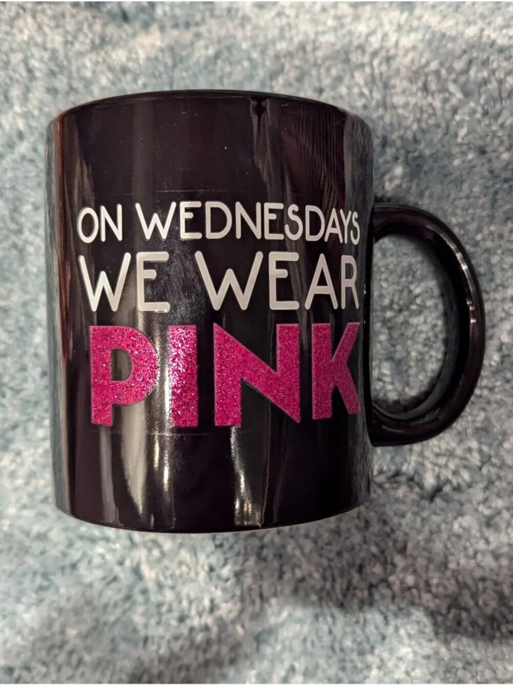Mean Girls Black Ceramic Mug With Pink Glitter Text